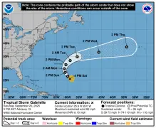 Tropical Storm Gabrielle expected to become 2nd Atlantic hurricane of the season